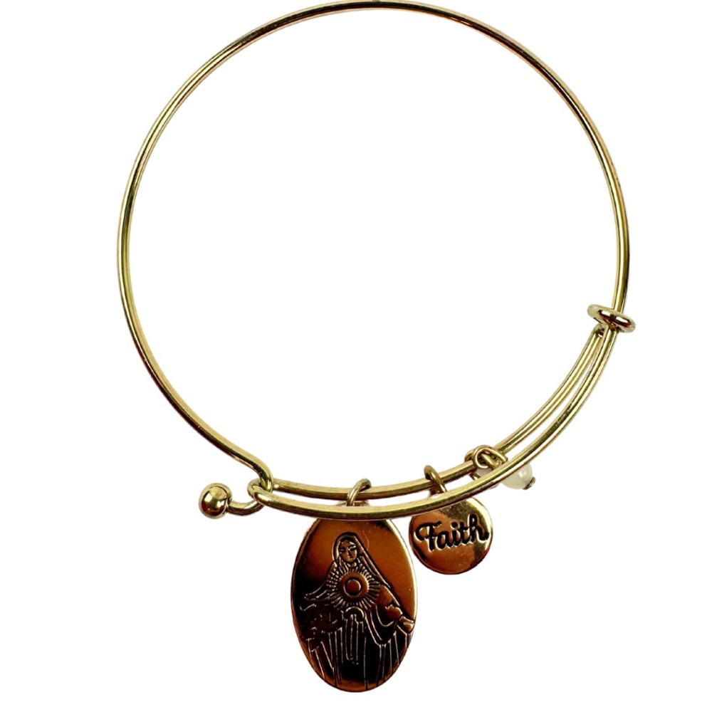 Avon Vintage‎ Gold Tone Faith Charm Bangle Bracelet